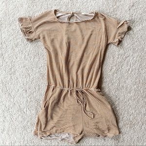 12PM by Mon Ami Camel Stripe Romper WITH POCKETS